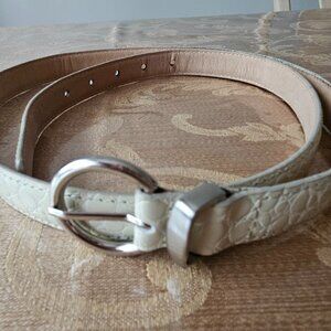 Boots and Bags Cream Textured Leather Belt